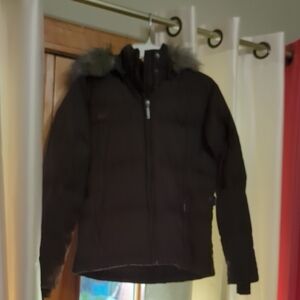 Columbia Chocolate Brown Puffer Jacket with Fur Trim